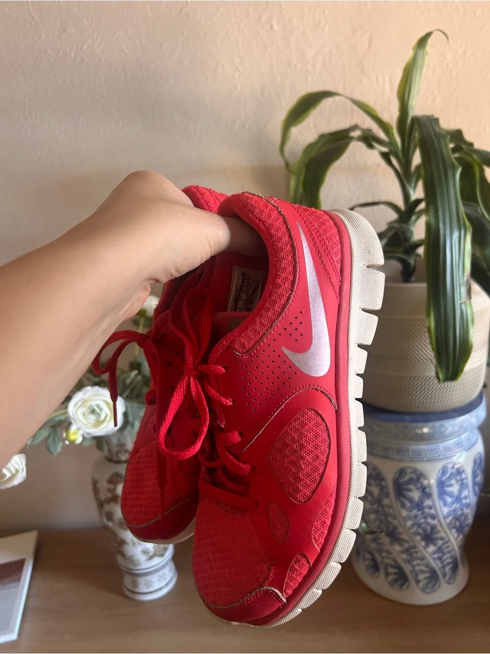 Nike Women's Bright Pink Running Sneakers with White Swoosh